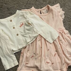 NWOT Carter's  - Baby Girl Butterfly Soft Pink and Cream Baby Dress 12M